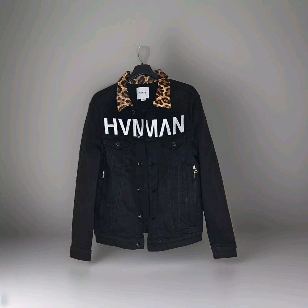 HVMAN MENS MK1‎ DENIM JACKET STRIPE IN BLACK Retail $261